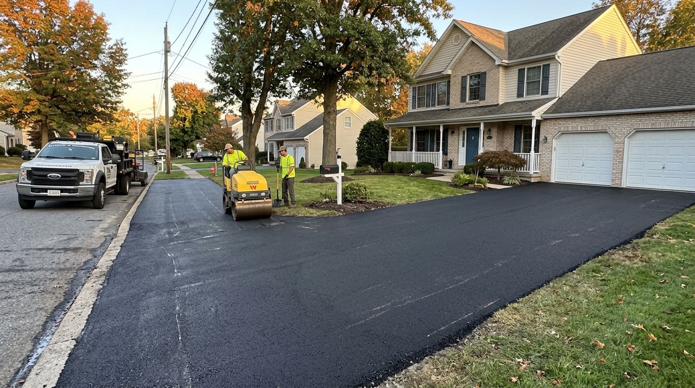 Freshly paved asphalt driveway in West Chester, PA